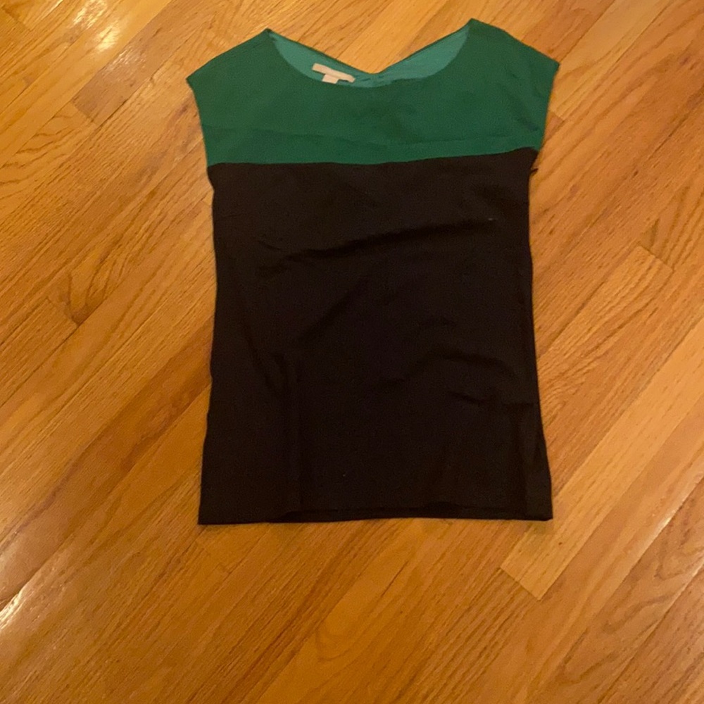 Banana Republic green and black open back shirt.